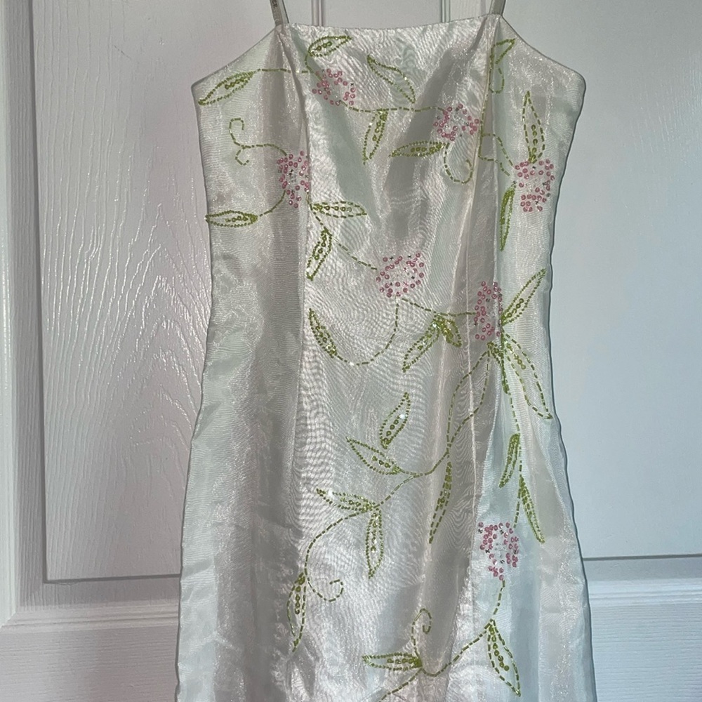 Jodi Kristopher size 1 white mermaid beaded formal gown